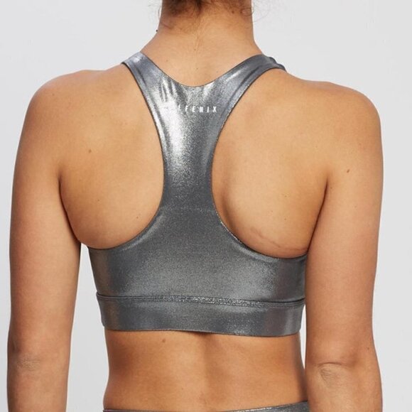 All Fenix Liquid Silver Racerback Sports Bra Beyoncé Style New With Tag XS - Picture 3 of 12